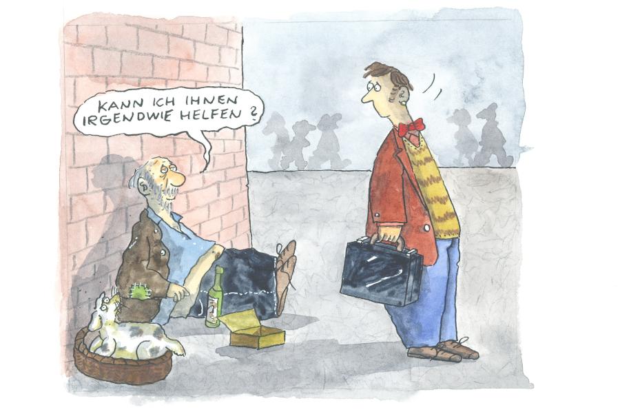 Papan Cartoon Kann ich Ihnen irgendwie helfen